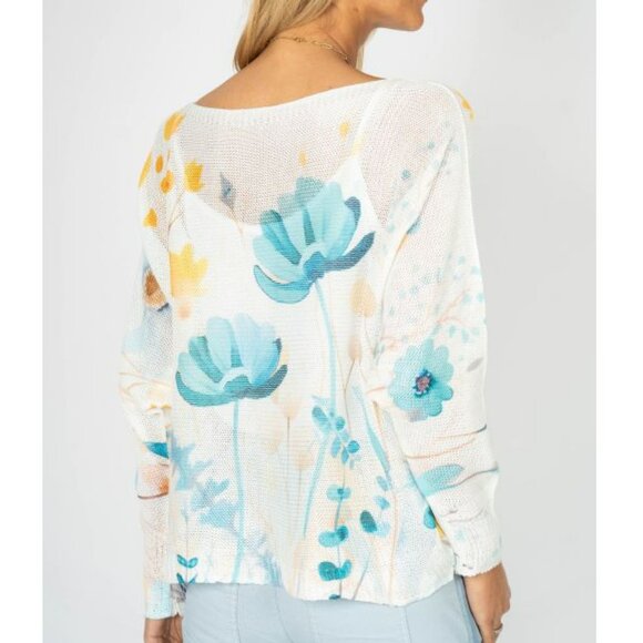 NWT Look Mode Aqua Sky Bloom Batwing Sweater – Made in Italy - Picture 2 of 3